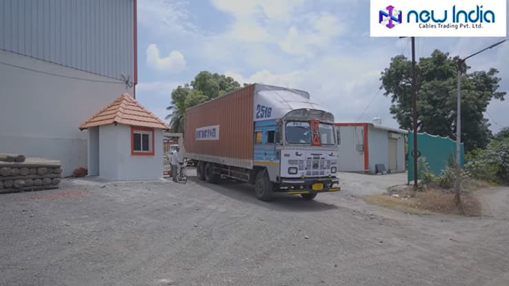 Electrical Cable Delivery Truck at New India Cables Warehouse Pune