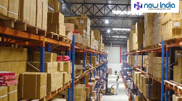 Employee Organizing Electrical Cable Stock in New India Cables Warehouse Pune